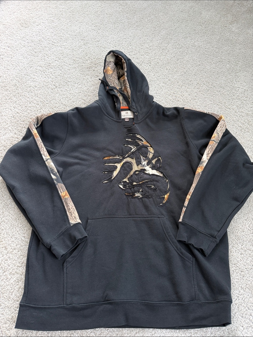Legendary Whitetails Black Hoodie with Camouflage Accents